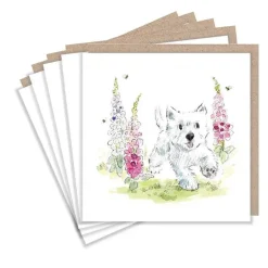 Paper Shed Design Westie and Foxgloves Set of 5  Notecards- Greeting Cards