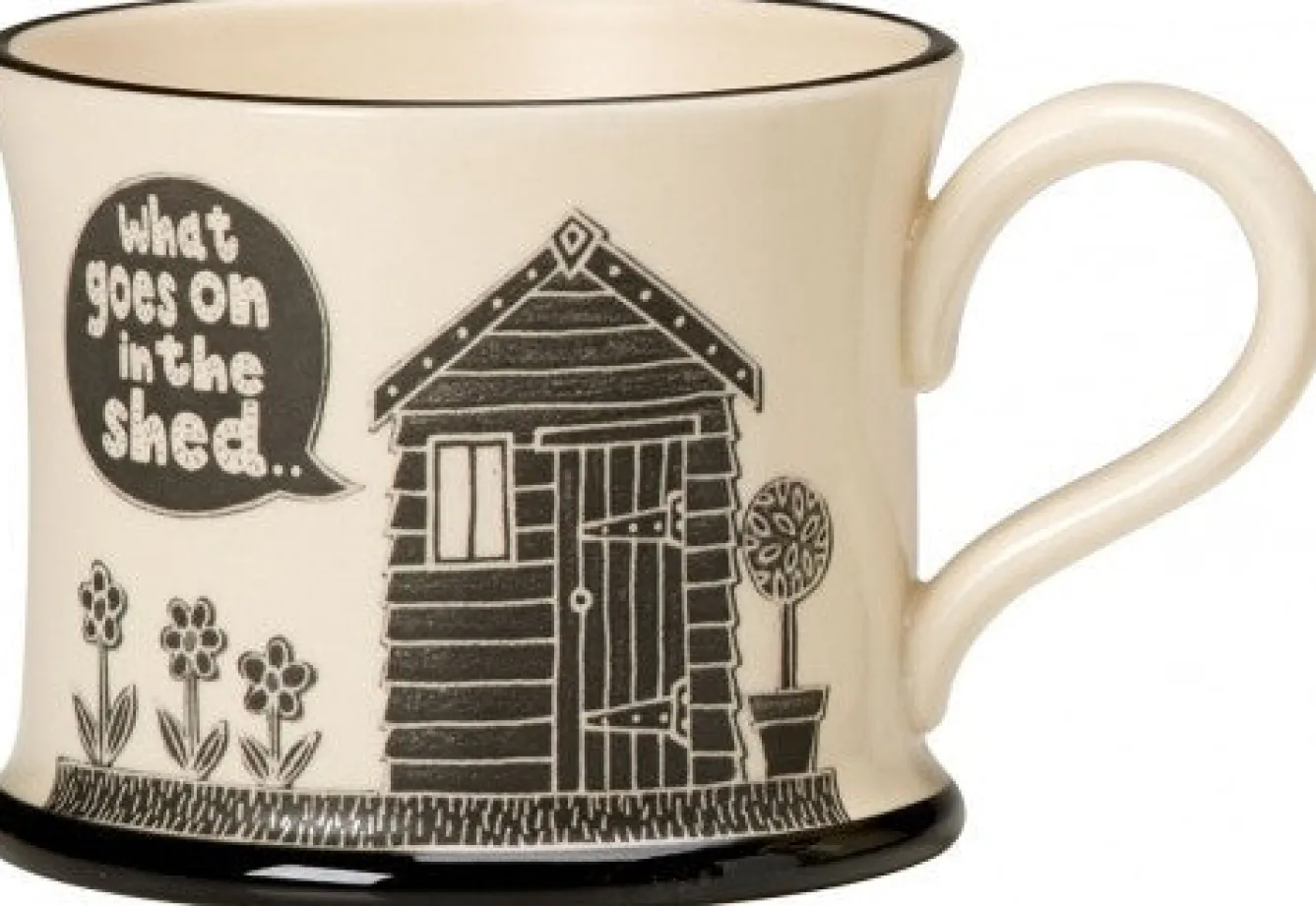 Moorland Pottery What Goes on in the Shed Mug by- Tea|Whimsical