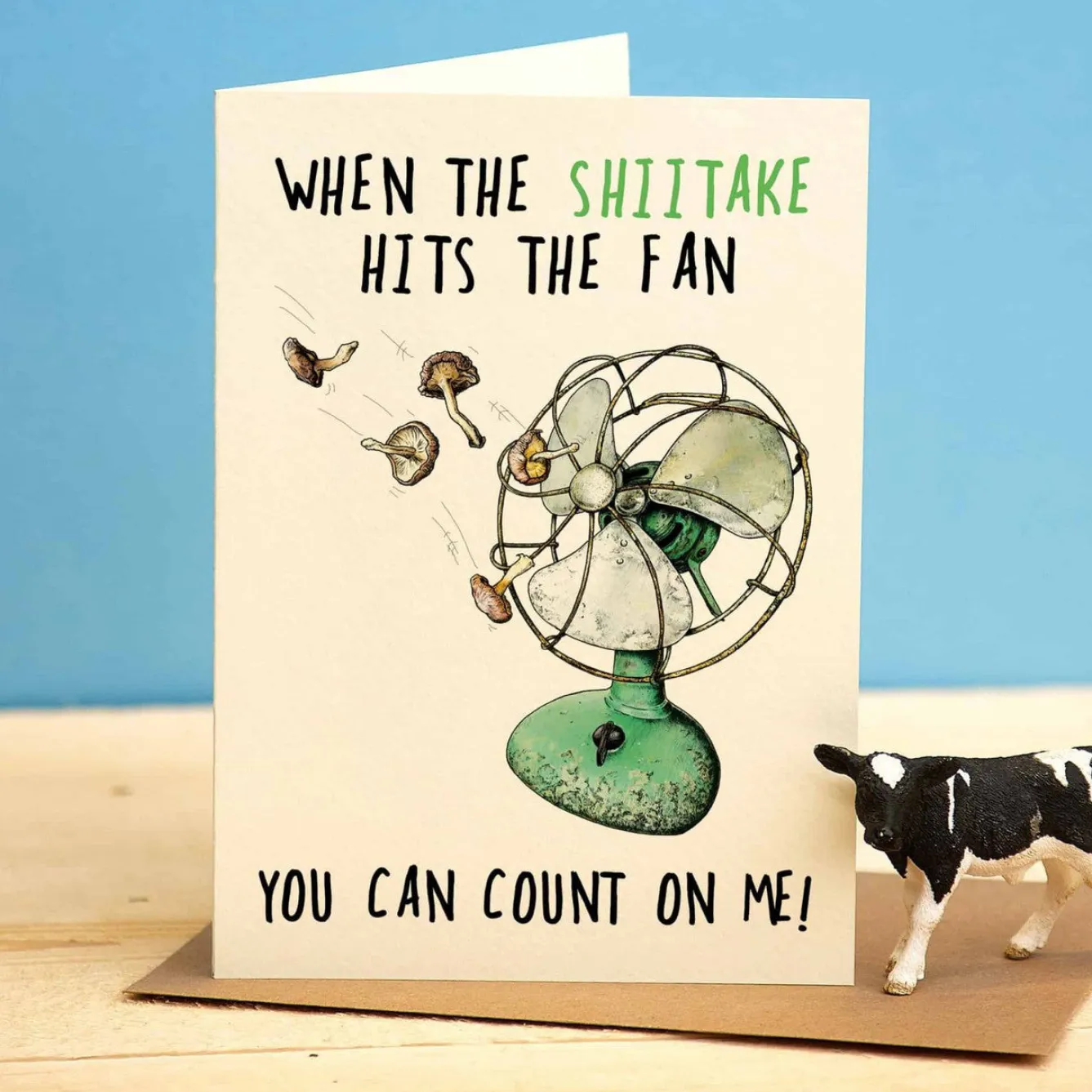 Bewilderbeest When The Shitake Hits The Fan Greetings Card- Greeting Cards