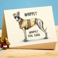 Bewilderbeest Whippet Greetings Card- Greeting Cards