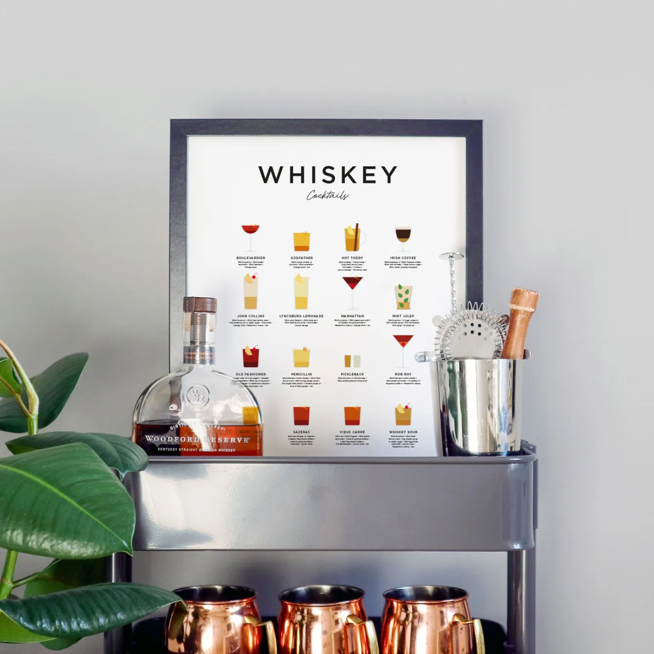 Everlong Print Co. Whiskey Cocktails Print - Framed- Father's Day|Art