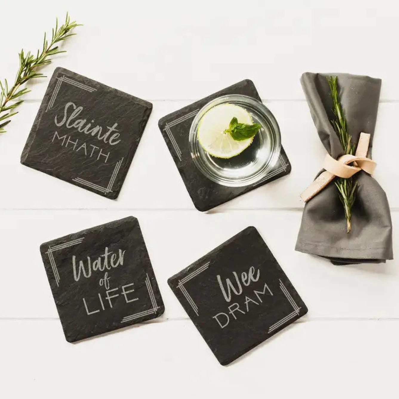 Selbrae Whisky - Set of 4 Slate Coasters- Father's Day|Tea