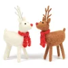 Amica Felt White & Brown Standing Reindeer Pair Felt Decoration- Christmas Decorations|Christmas
