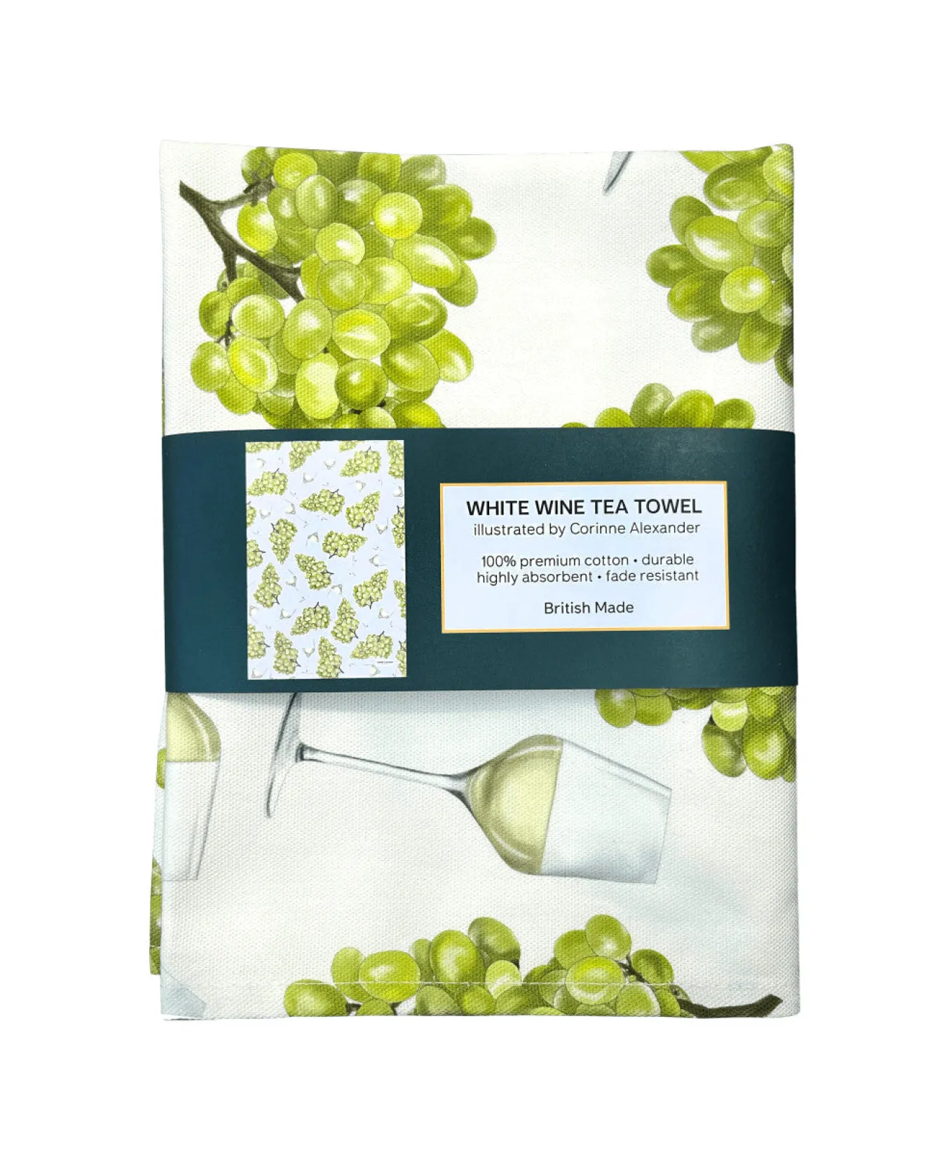 Corinne Alexander White Wine Tea Towel by- Tea|Tea Towels