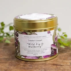 Toasted Crumpet Wild Fig & Mulberry Candle in a Matt Gold Tin- Home Fragrance