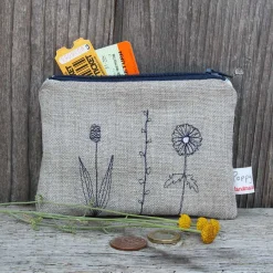 Poppy Treffry Wild Grasses Embroidered Flat Coin Purse- Storage|Bags
