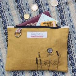 Poppy Treffry Wild Grasses Flat Embroidered Zip Purse with Keyring- Storage|Key Chains