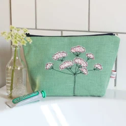 Poppy Treffry Wild Parsley Embroidered Lined Make Up Bag- Storage|Bags
