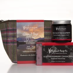 The Highland Soap Company Wild Scottish Raspberry Hand & Body Cream with Soap Gift Bag- Soaps & Lotions