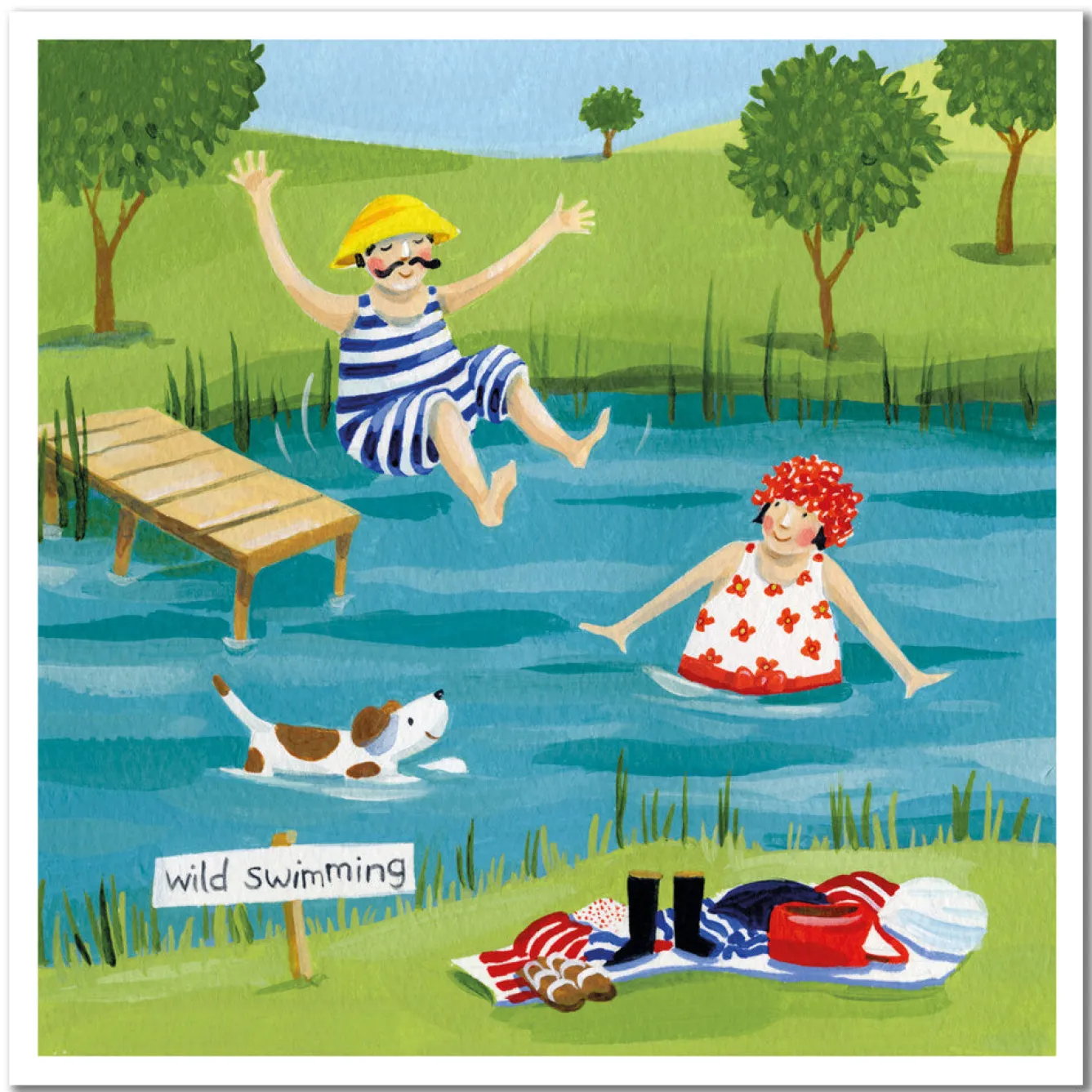 Emma Ball Wild Swimming Greetings Card- Greeting Cards