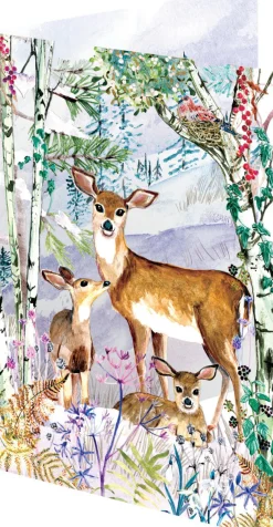 Roger La Borde Wild Winter's Song Deer Lasercut Christmas Card Kraft Box- Christmas Decorations|Christmas Cards