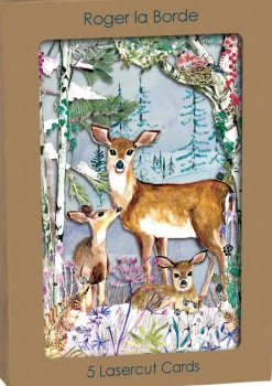 Roger La Borde Wild Winter's Song Deer Lasercut Christmas Card Kraft Box- Christmas Decorations|Christmas Cards