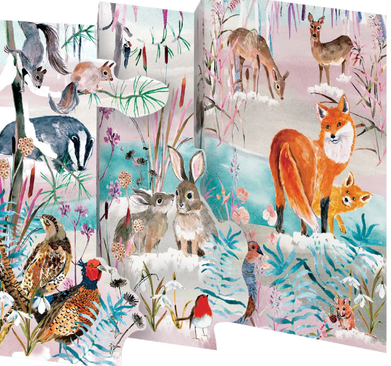 Roger La Borde Wild Winter's Song Fox Tri-fold Card Pack- Christmas Decorations|Christmas Cards
