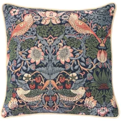 Signare William Morris Strawberry Thief Blue Pillow- Pillows & Throws