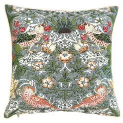 Signare William Morris Strawberry Thief Grey Pillow- Pillows & Throws