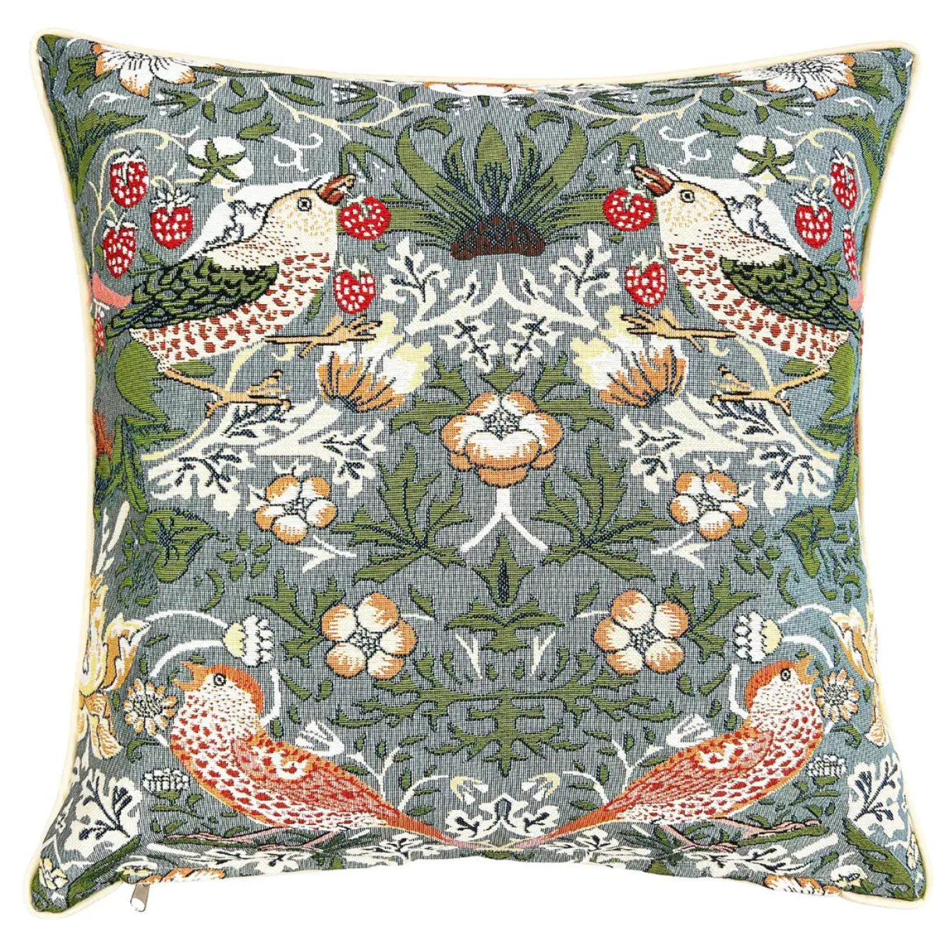 Signare William Morris Strawberry Thief Grey Pillow- Pillows & Throws