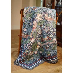 Signare William Morris Strawberry Thief Blue Tapestry Throw- Pillows & Throws
