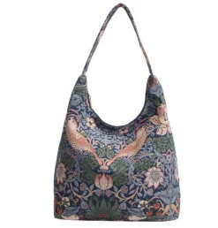Signare William Morris Strawberry Thief Hobo Bag - Blue- Bags