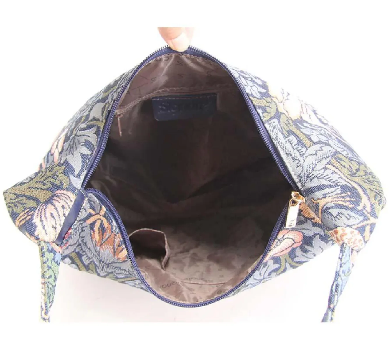 Signare William Morris Strawberry Thief Hobo Bag - Blue- Bags