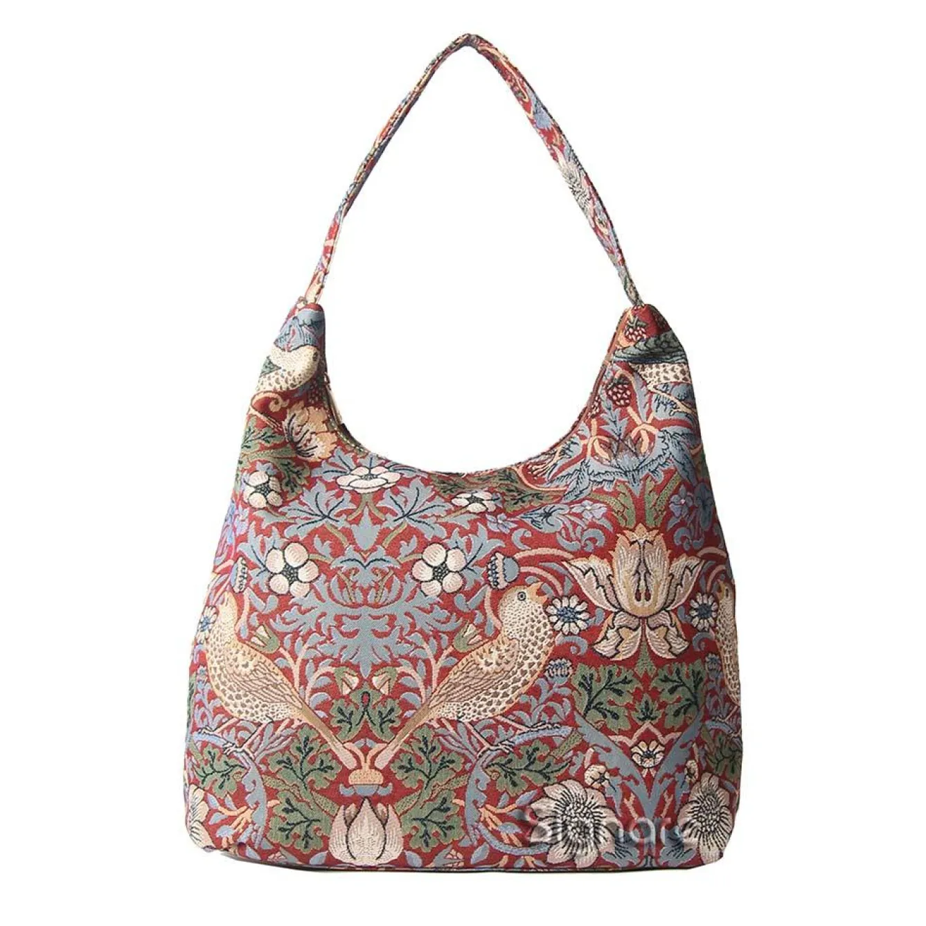 Signare William Morris Strawberry Thief Red Hobo Bag- Bags