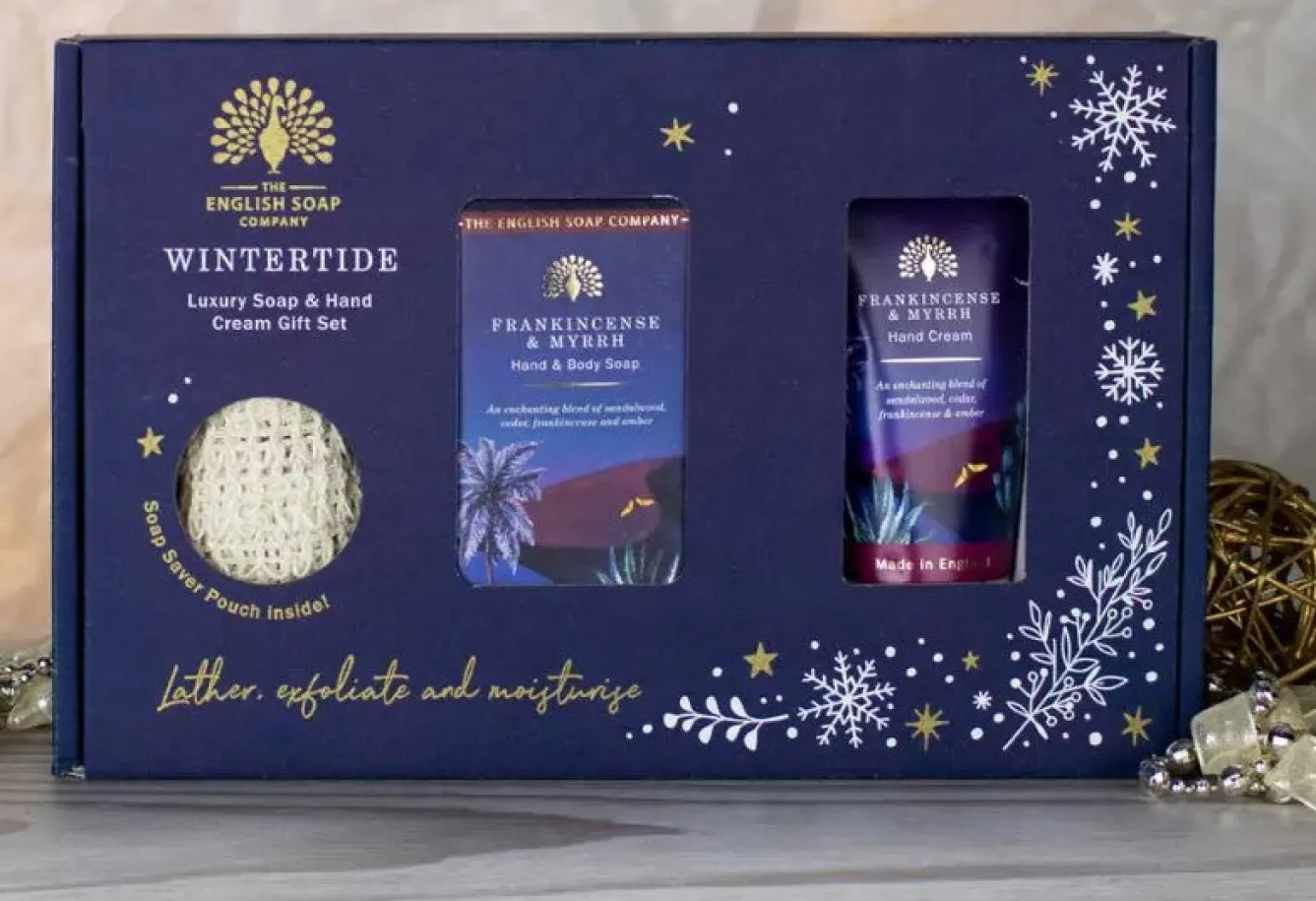 English Soap Company Wintertide "Frankincense & Myrrh" Soap and Hand Cream Gift Set- Christmas|Soaps & Lotions