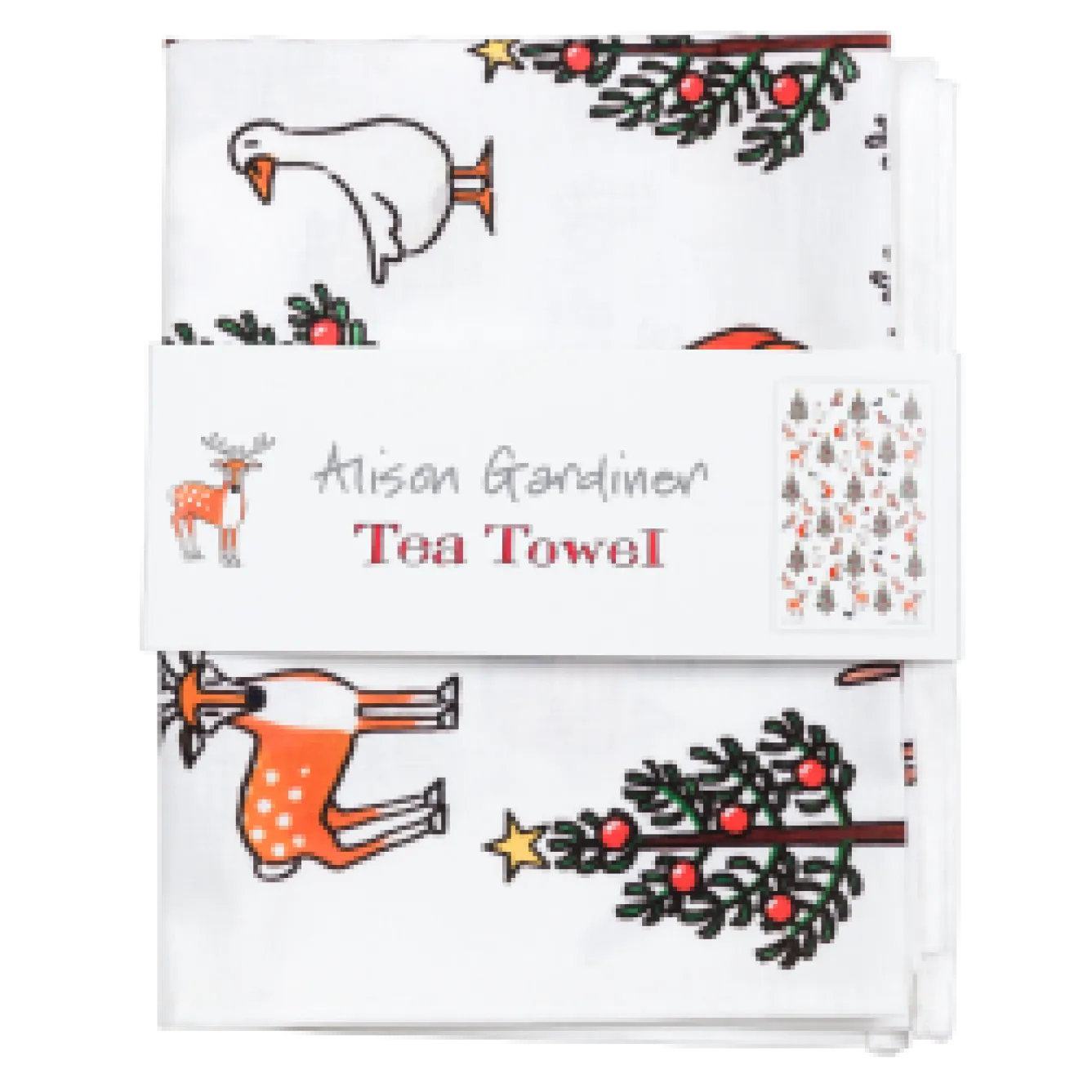 Alison Gardiner Winter Wildlife Tea Towel- Tea|Tea Towels