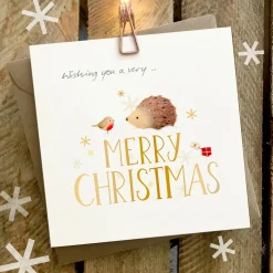Ginger Betty Wishing You a Very Merry Christmas Robin & Hedgehog Card- Christmas Cards