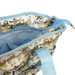 Emma Ball Woolly Puffins Large Oilskin Pocket Bag- Crafts|Bags