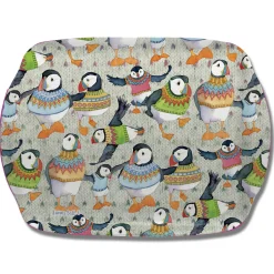 Emma Ball Woolly Puffins Melamine Scatter Tray- Tea|Trays