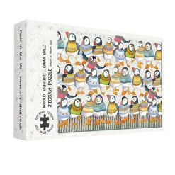 Emma Ball Woolly Puffins 1000 Piece Jigsaw Puzzle by- Puzzles