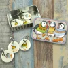 Emma Ball Woolly Puffins Tin and  Set of 6 Stitch Markers- Crafts