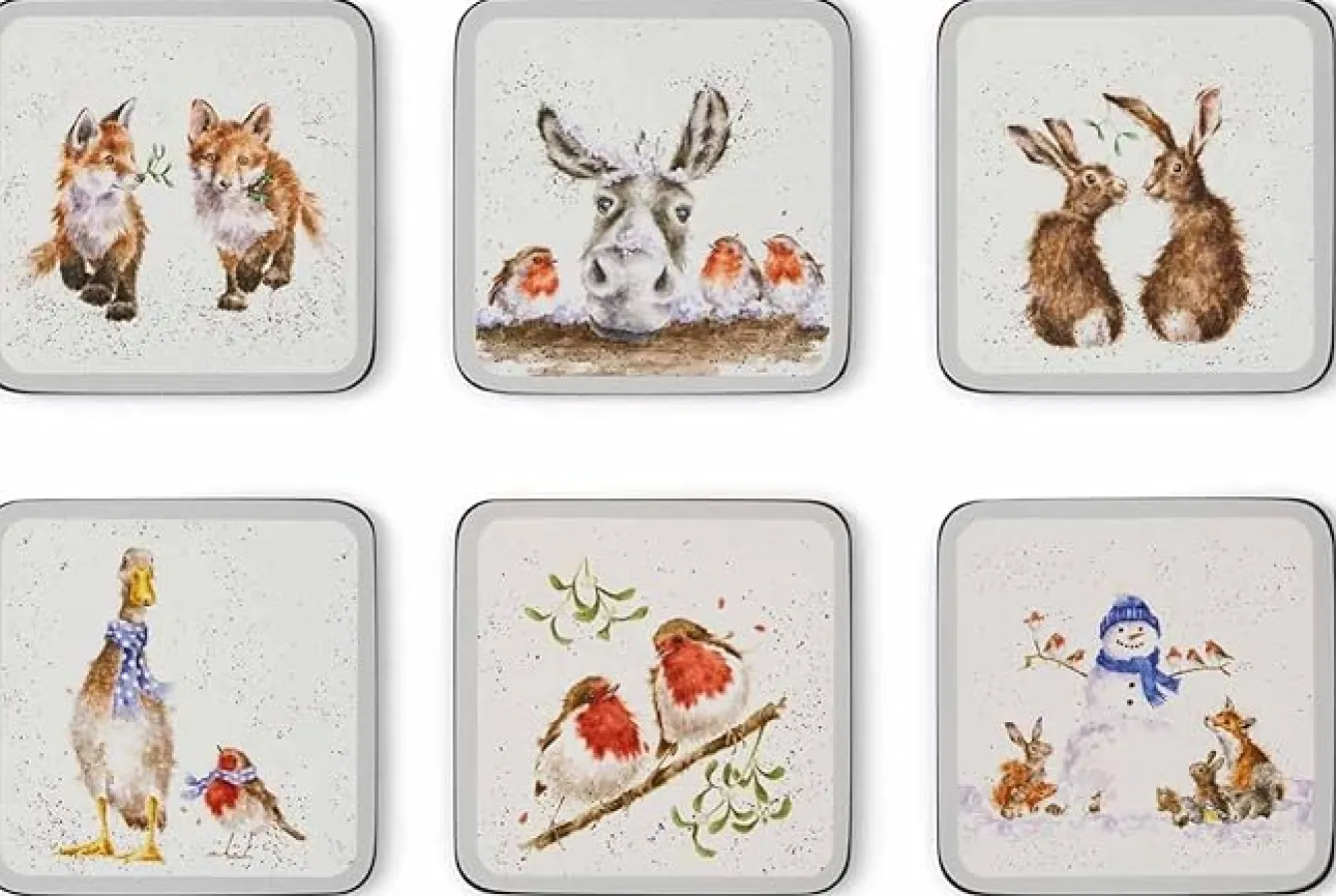 Wrendale Designs Set of 6 Winter Coasters- Coasters
