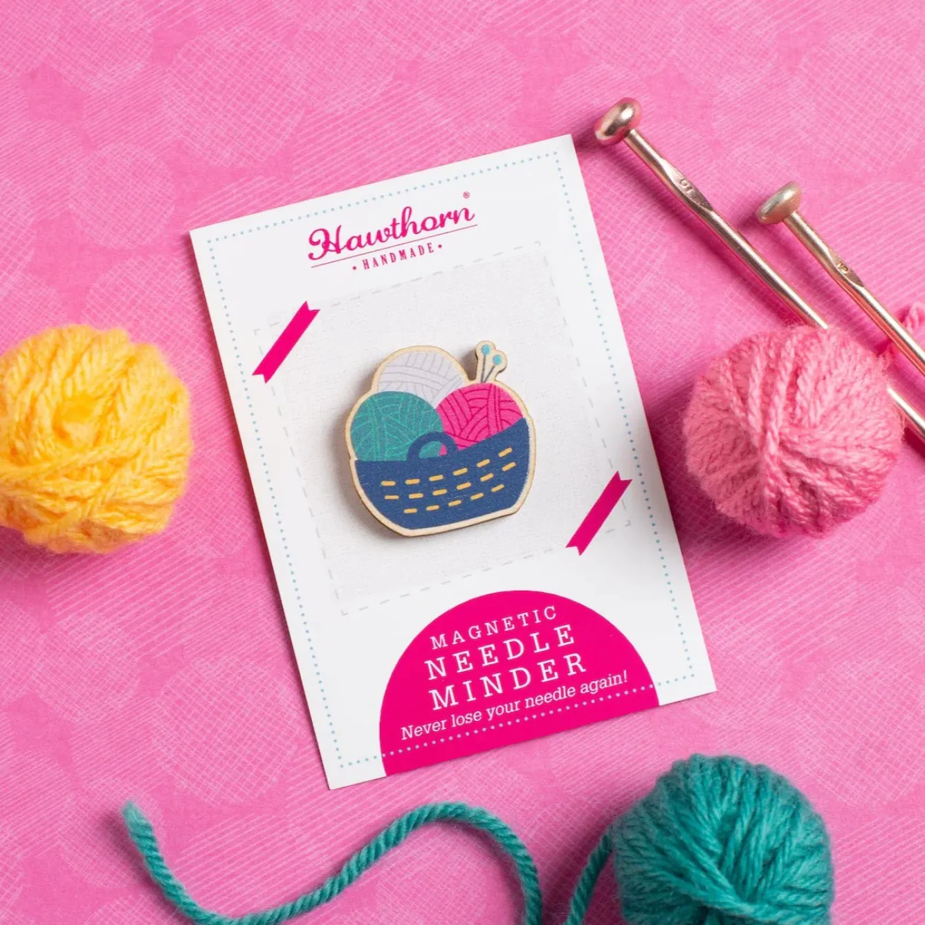 Hawthorn Handmade Yarn Basket Magnetic Needle Holder- Crafts