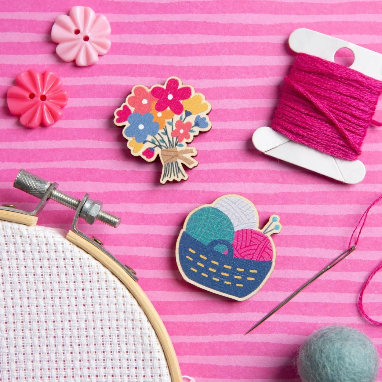 Hawthorn Handmade Yarn Basket Magnetic Needle Holder- Crafts