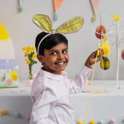 Talking Tables Yellow Gingham Bunny Ears Headband- Seasonal Decor|Children