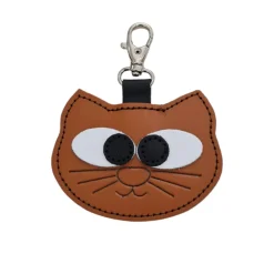 Zatchels Burnt Orange Colorful Cat Leather Bag Charm- Key Chains|Bags