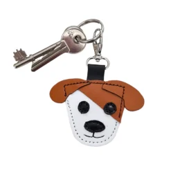 Zatchels Burnt Orange Cute Dog Leather Bag Charm- Key Chains|Bags