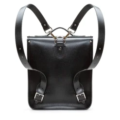 Zatchels Handmade Leather City Backpack Plus - Black & Grey Stripe- Bags