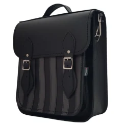 Zatchels Handmade Leather City Backpack Plus - Black & Grey Stripe- Bags