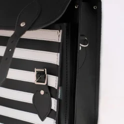 Zatchels Handmade Leather City Backpack - Gothic Black & White Stripe- Bags