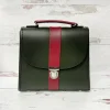 Zatchels Handmade Leather Kensington Handbag -Ivy Green with Oxblood Contrast- Bags
