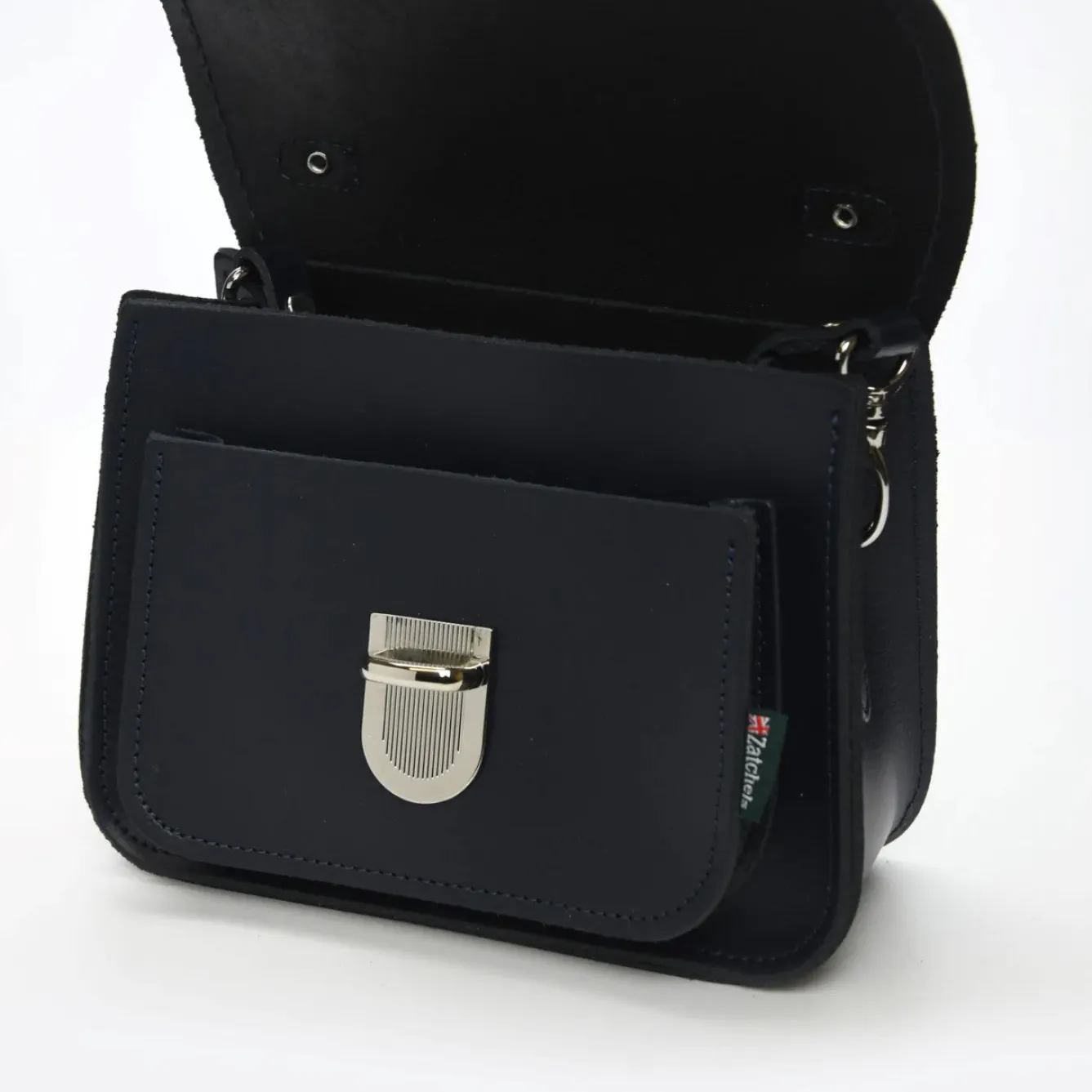 Zatchels Handmade Leather Luna Navy Small Handbag- Bags