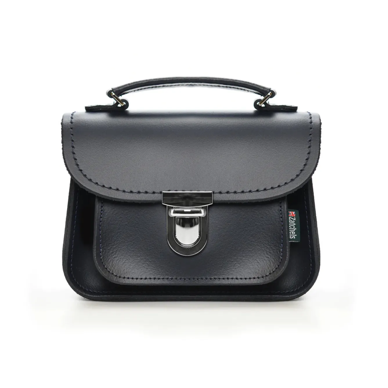 Zatchels Handmade Leather Luna Navy Small Handbag- Bags