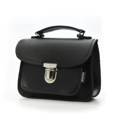 Zatchels Handmade Leather Luna Black Small Handbag- Bags