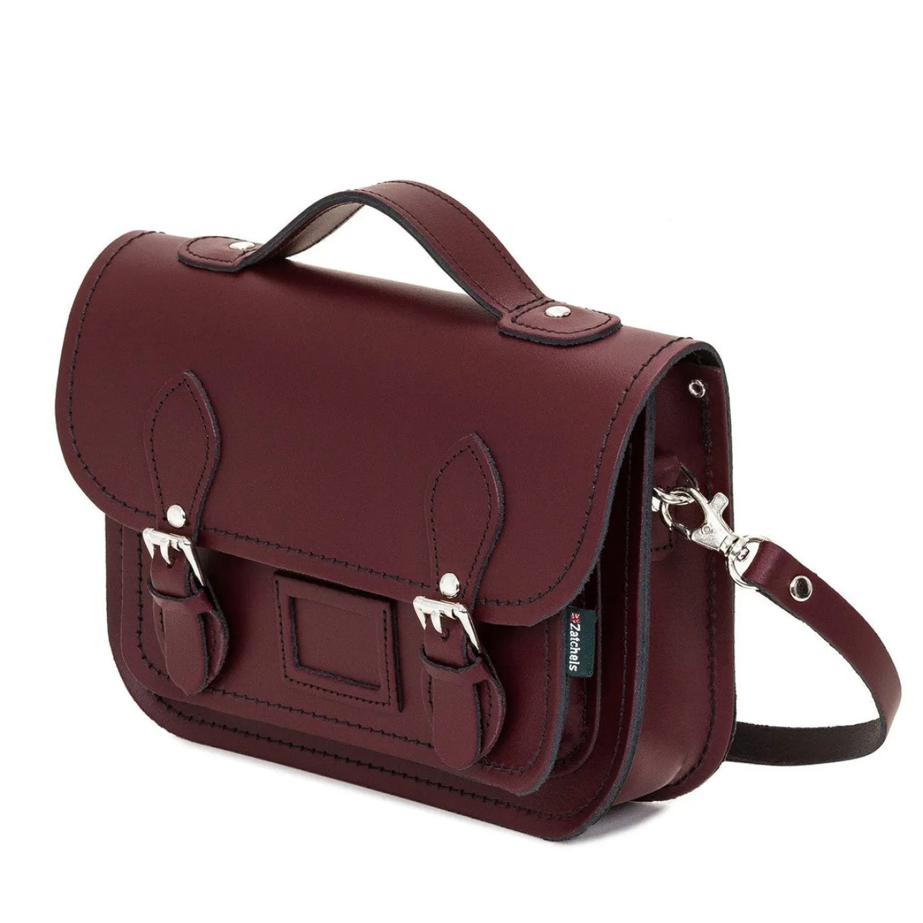 Zatchels Handmade Leather Midi Satchel - Marsala Red- Bags