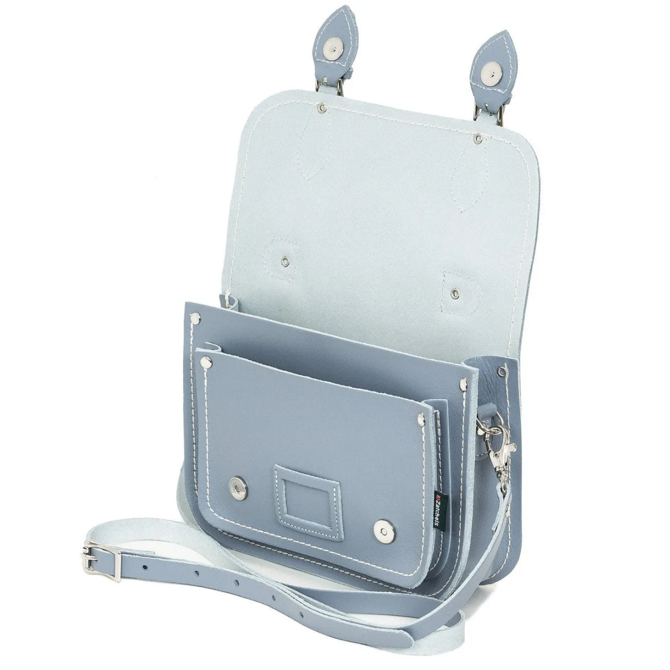 Zatchels Handmade Leather Midi Satchel - Lilac Grey- Bags