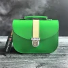 Zatchels Handmade Leather Olympia Bag - Classic Green & Cream- Bags