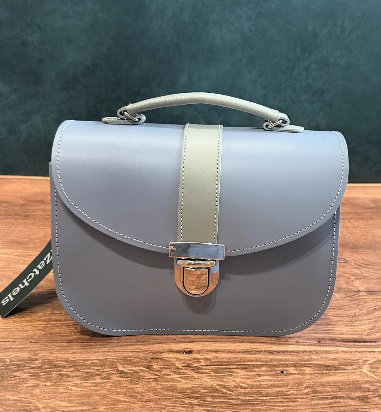 Zatchels Handmade Leather Olympia Bag - Lilac & Grey- Bags
