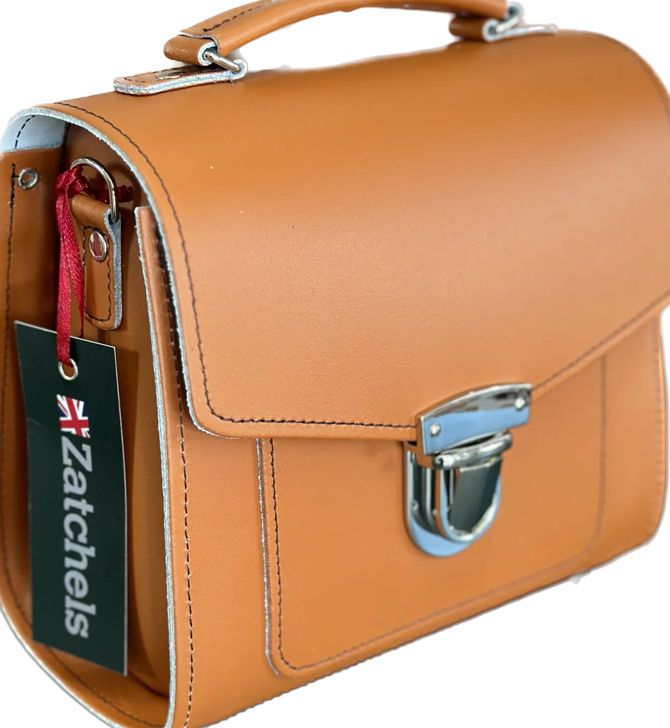 Zatchels Handmade Leather Sugarcube Plus Handbag - Burnt Orange- Bags