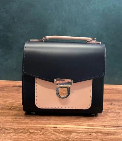 Zatchels Handmade Leather Sugarcube Plus - Navy & Blush- Bags